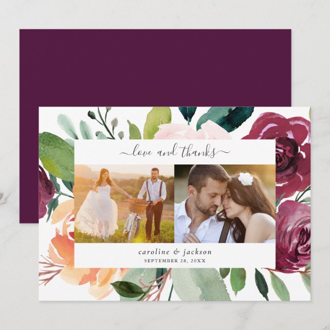 Fall Wedding Photo Thank You Card (Front/Back)