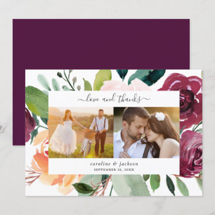 Fall Wedding Photo Thank You Card