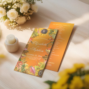 Fall Wedding Programs Autumn Maple Leaves Pumpkins Programme