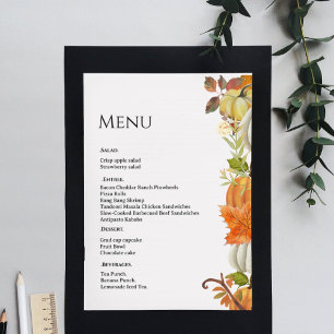 Fall  wedding Pumpkin autumn leaves wedding  Menu