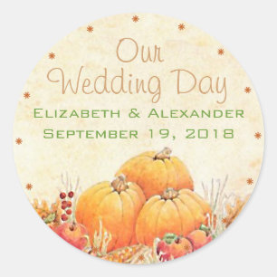 Fall Wedding Pumpkin Guest Favour Thank You Classic Round Sticker