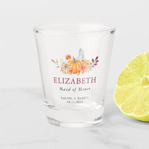 Fall Wedding Pumpkin Maid of Honour Gift Custom Shot Glass