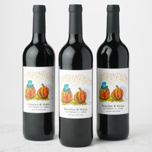 Fall Wedding Pumpkins Wine Label