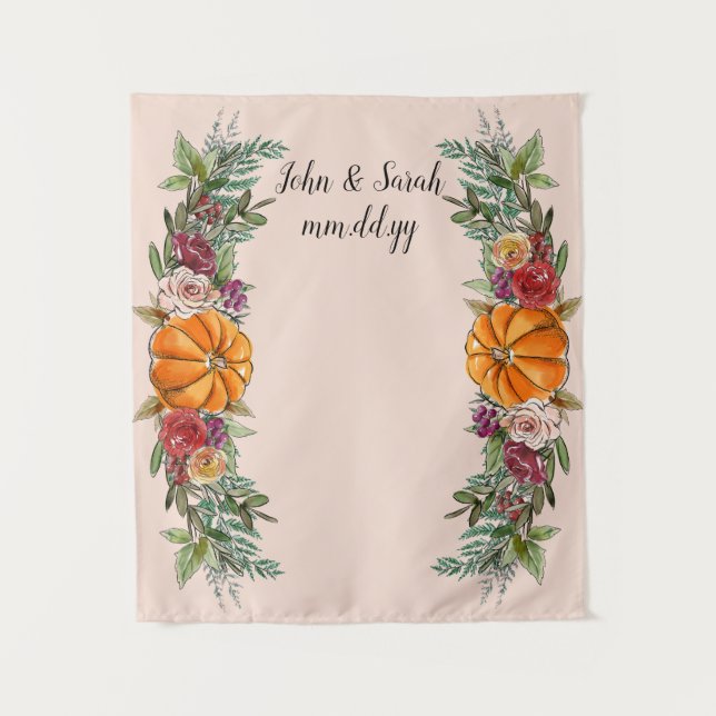 Fall Wedding Reception Backdrop Winter Photo Booth Tapestry (Front)