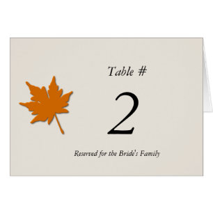 Fall Wedding Reception Table Number