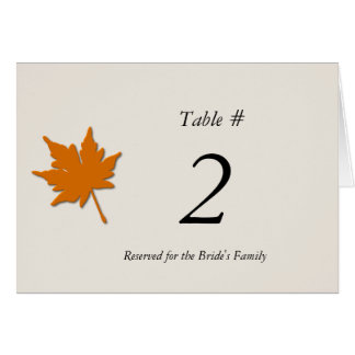 Fall Wedding Reception Table Number
