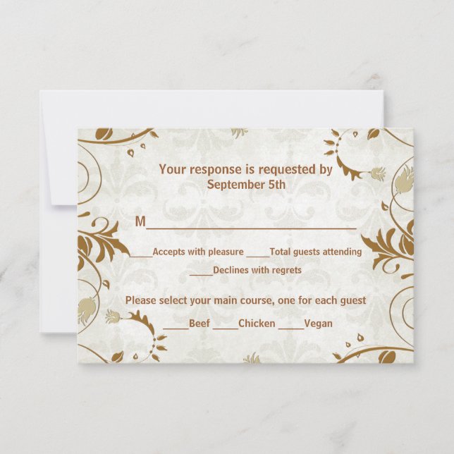 Fall Wedding Response and Meal Choice Card (Front)
