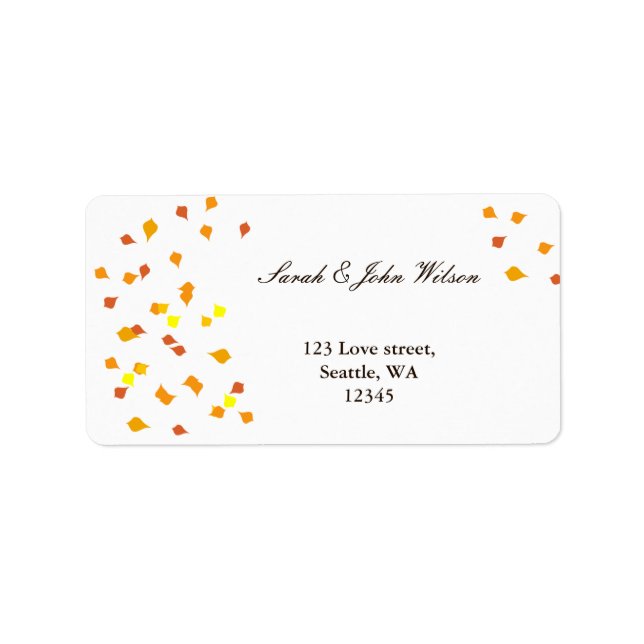 fall wedding ,return address label (Front)