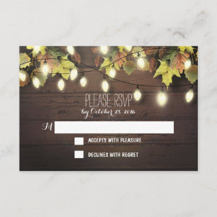 Fall wedding RSVP cards with twinkle lights