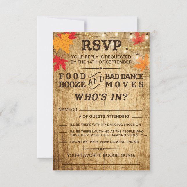 Fall wedding RSVP for rustic wedding (Front)