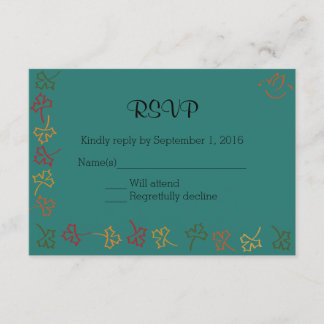 Fall Wedding RSVP in Teal Card