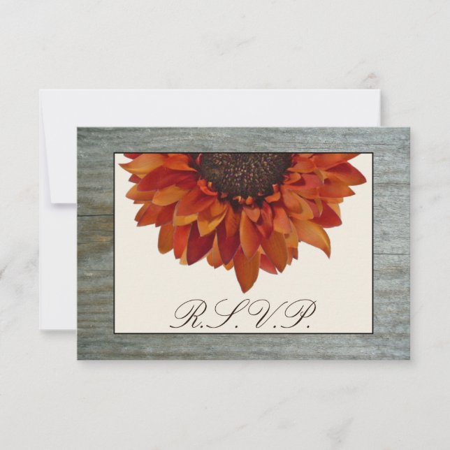 Fall Wedding RSVP - Sunflower & Barnwood (Front)