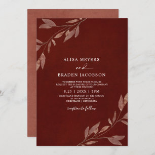 Fall Wedding Rust Autumn Leaves Foliage Invitation