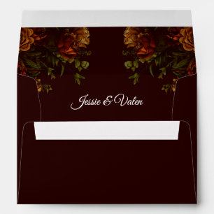 Fall Wedding Rustic Orange Maroon Envelope