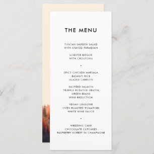 Fall Wedding Rustic Watercolor Mountain Range Menu