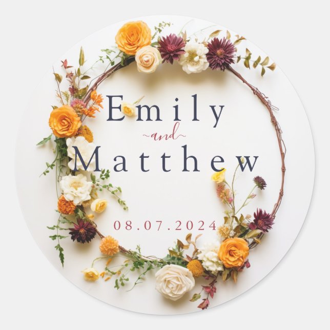 Fall Wedding Sticker (Front)