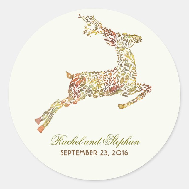 fall wedding stickers with deer (Front)