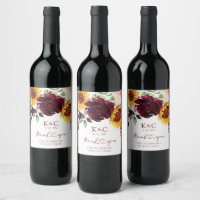 Fall Wedding Sunflower and Roses Burgundy Wine Lab