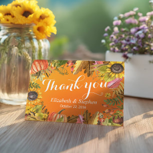 Fall Wedding Thank You Autumn Maple Leaves Pumpkin