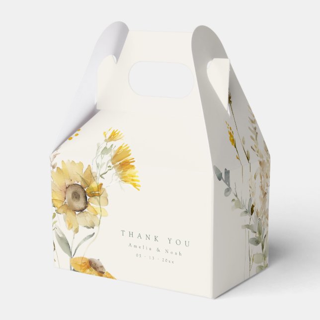 Fall Wedding Thank You Favour Box, Sunflower Box (Front Side)