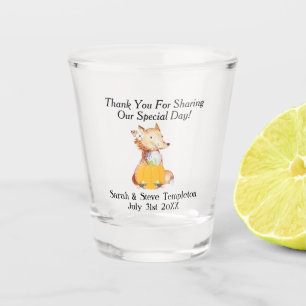 Fall Wedding Thank You Favour Fox Pumpkin Cute Shot Glass