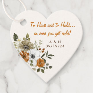 Fall Wedding Throw Blanket Rustic Flowers Favour Tags