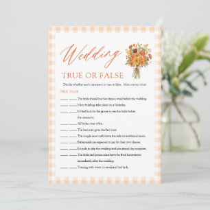 Fall Wedding True or False Bridal Shower Game Invitation