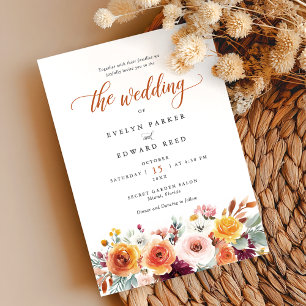 Fall Wedding Watercolor Floral Invitation