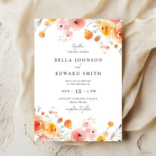 Fall Wedding Watercolor Floral Invitation
