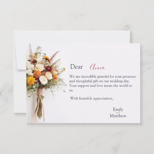 Fall Wedding Wedding Thank You Card (Front)