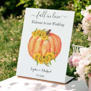 Fall Wedding Welcome Pumpkin  Pedestal Sign