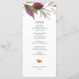 Fall Wedding With Purple Leaves Menu Card