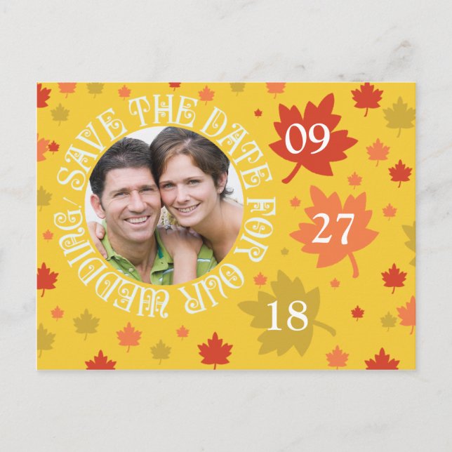 Fall Weddings Save The Dates Autumn Wedding Colour Announcement Postcard (Front)