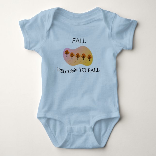 Fall Welcome To Fall Baby Light Blue Bodysuit (Front)
