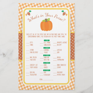 Fall What's in Your Purse Baby Shower Game Flyer