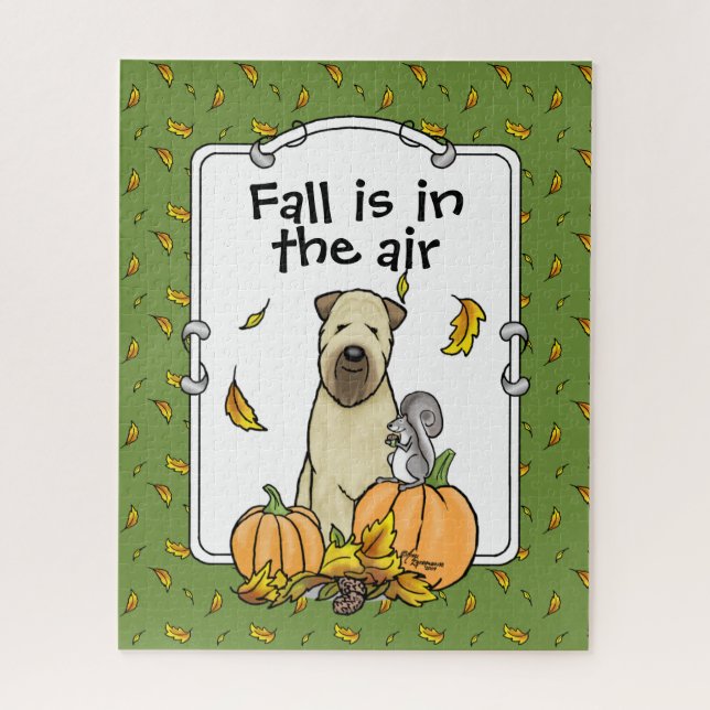 Fall Wheaten Terrier (wheaten 1b2) Pumpkins Cute Jigsaw Puzzle (Vertical)