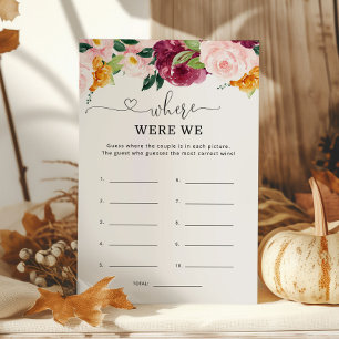 Fall Where were we bridal shower game