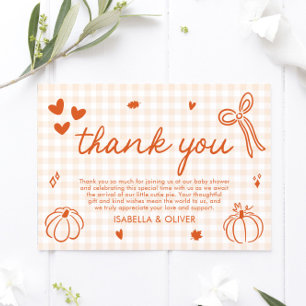 Fall Whimsical A Little Pumpkin Thank you card