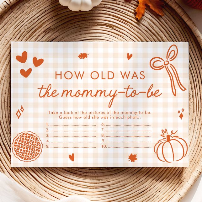 Fall Whimsical How Old Was Mummy Baby Shower Game Enclosure Card (Hand Drawn Fall Whimsical How Old Was Mommy Baby Shower Game)