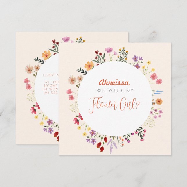 Fall Whimsical Wildflower Floral Flower Girl Invitation (Front/Back)