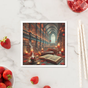 Fall Whimsigoth Enchanted Library Découpage Napkin