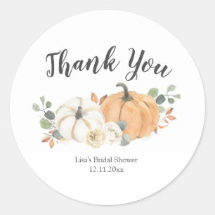 Fall White Floral Pumpkin Sticker