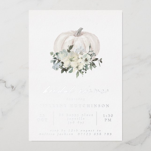 Fall White Pumpkin and Flowers Bridal Shower (Front)