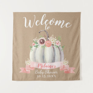 Fall White Pumpkin Baby Shower Welcome  Tapestry