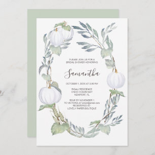 Fall White Pumpkin Bridal Shower Invitation