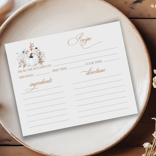 Fall White Pumpkin Bridal Shower Recipe Card (Creator Uploaded)