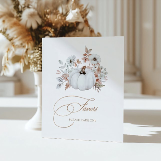 Fall White Pumpkin Favours Pedestal Sign (Creator Uploaded)