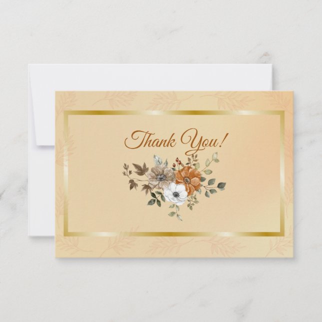 Fall White Pumpkin Rust Wedding Thank You Cards (Front)