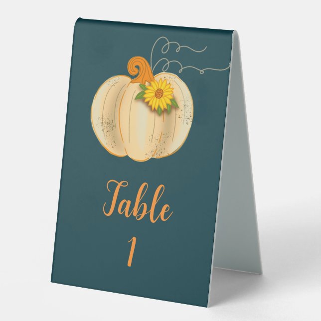 Fall White Pumpkin Tabletop Sign Wedding Business (Front)