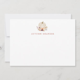 Fall White Pumpkin Terracorra & Purple Flowers Card